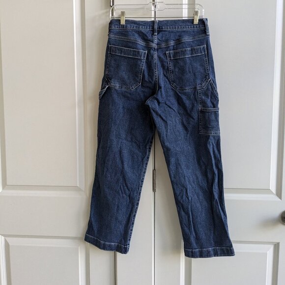 Gap 1969 Carpenter Jeans Women 6 Blue High Rise Cropped Button Fly Loose Denim - Picture 7 of 10